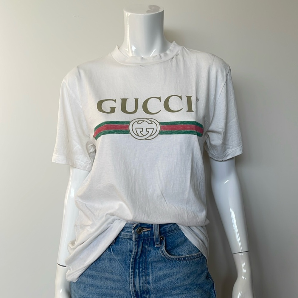 GUCCI OVERSIZE WASHED T-SHIRT WITH LOGO
